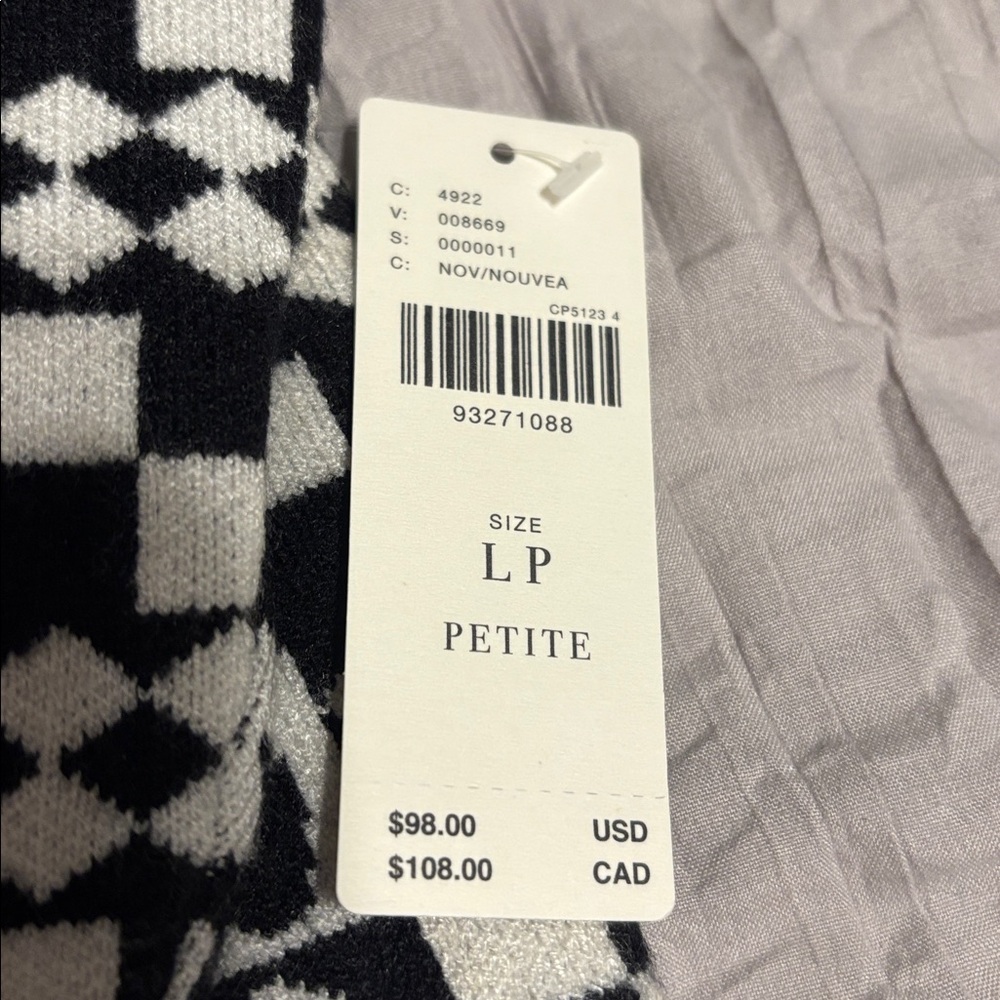 Maeve Black and White Geometric Turtleneck Sweater - Picture 5 of 5